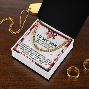 My Son - God Sent You Into My Life - To Show Me There Is Love - Give Me Hope And Bring Me Joy - So Proud Of You - Love You Forever - Gift From The Heavens - Cuban Chain Necklace CC, SON0000003CC