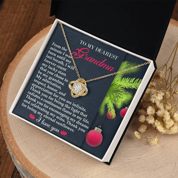 To My Dearest Grandma - Count My Lucky Stars - You Chose To Be My Grandma - Thank You For Being The Light - Encouraging My Dreams And Celebrating My Wins - Being My Eternal Sunflower - I Love You - Love Knot Silver Necklace LN, GMA0000002LN