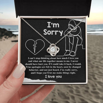 I'm Sorry - Never Hurt You - Make Things Right - Not Just Heard - I Love You - Love Knot Silver Necklace LN, APZ0000059LN