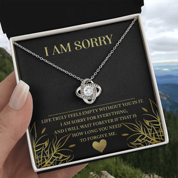 I Am Sorry - Life Truly Feels Empty Without You - Wait Forever For Long To Forgive Me - Love Knot Silver Necklace LN, APZ0000074LN