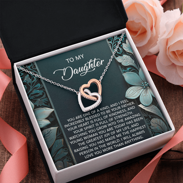 My Daughter - You Are One Of A Kind - Incredibly Blessed To Be Your Father - The Amazing Woman You Are Today Been The Greatest Joy Of My Life & The Happiest Person - Always Love You More Than Anything - Interlocking Hearts Necklace IH, DAU0000086IH