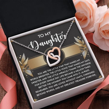 My Daughter - The Little Star That Makes My World Brighter - Voice That Makes My Days Sweeter - The Little Miracle I Thank The Universe For Every Single Day - My Greatest Treasure Forever - Interlocking Hearts Necklace IH, DAU0000085IH