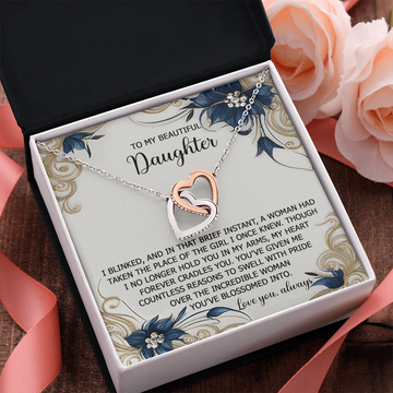 My Beautiful Daughter - My Heart Forever Cradles You - Countless Reasons To Swell With Pride Over The Incredible Woman You've Blossomed Into - Love You Always - Interlocking Hearts Necklace IH, DAU0000089IH