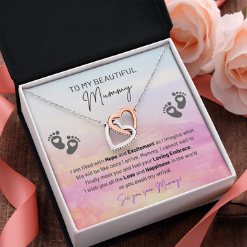 My Beautiful Mummy - Filled With Hope And Excitement - Feel Your Loving Embrace - See You Soon Mummy - Interlocking Hearts Necklace IH, BTM0000001IH