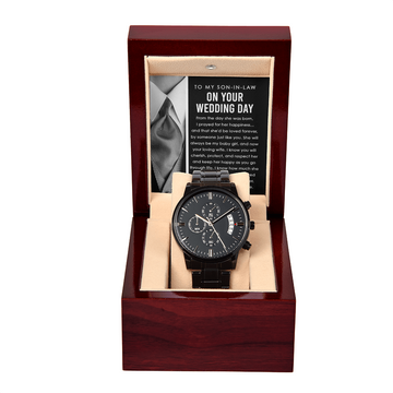 My Son-In-Law - On Your Wedding Day - Cherish, Protect, Respect Her & Keep Her Happy - Hold Her Hand Forever, Together, Now Always As One - Metal Chronograph Watch WAT, SIL0000003WAT