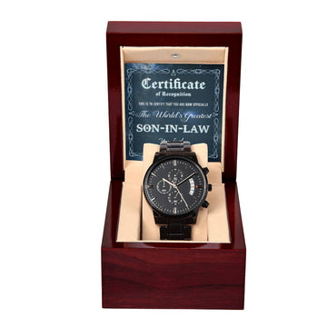 Certificate Of Recognition - The Worlds Greatest Son-In-Law - Metal Chronograph Watch WAT, SIL0000001WAT