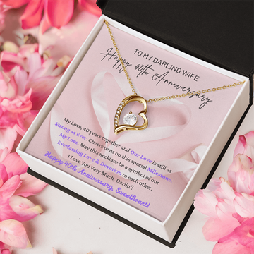 My Darling Wife: Happy 40th Anniversary - Our Love Is Still As Strong As Ever - Our Everylasting Love & Devotion - Love You Very Much Sweetheart - Forever Love Heart Necklace FL, ANWM000008FL