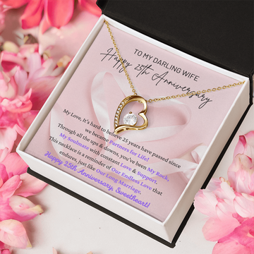 My Darling Wife: Happy 25th Anniversary - You're Been My Rock, My Soulmate With Constant Love & Support - Reminder Of Our Endless Love - Forever Love Heart Necklace FL, ANWM000006FL