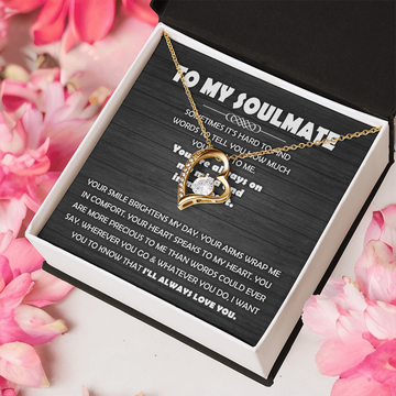 My Soulmate - Hard To Find Words To Tell You How Much You Mean To Me - Always On My Mind & In My Heart - More Precious Than Words Could Ever Say - I'll Always Love You - Forever Love Heart Necklace FL, SMT0000129FL