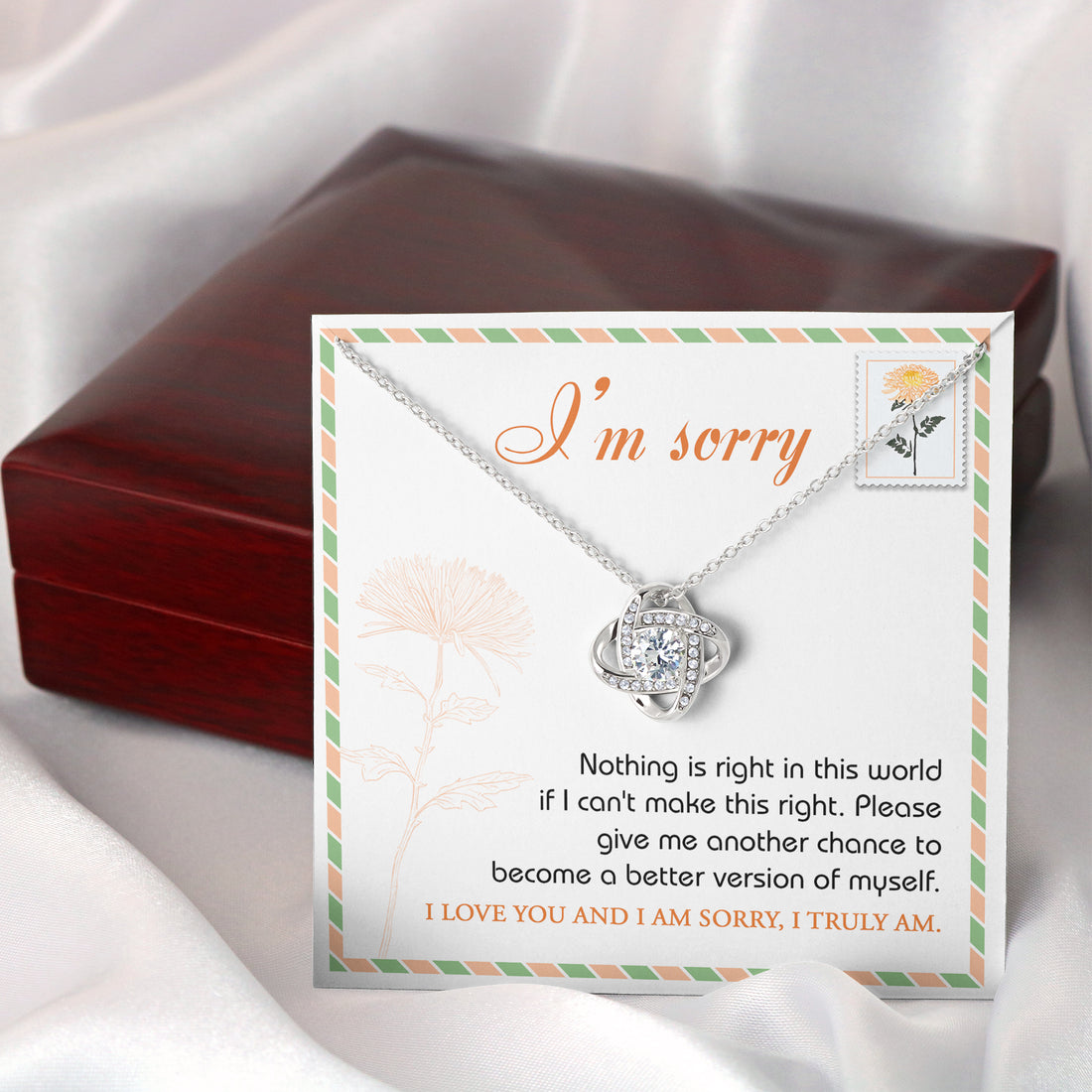 I'm Sorry - Another Chance - Make It Right  - Love Knot Silver Necklace LN, APZ0000007LN