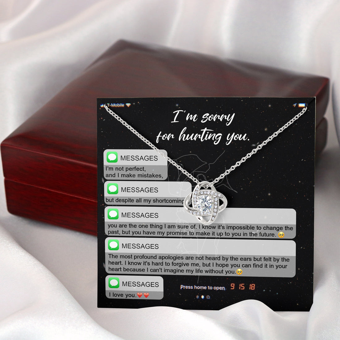 I'm Sorry For Hurting You - Make It Up To You - No Life Without You  - Love Knot Silver Necklace LN, APZ0000011LN