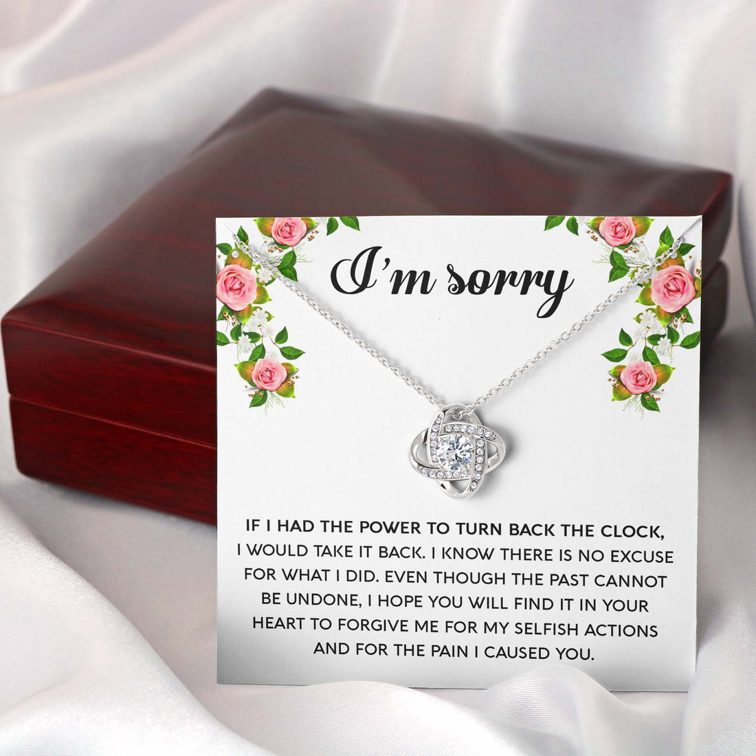 I'm Sorry - Make It Right - Forgive Me In Your Heart  - Love Knot Silver Necklace LN, APZ0000014LN