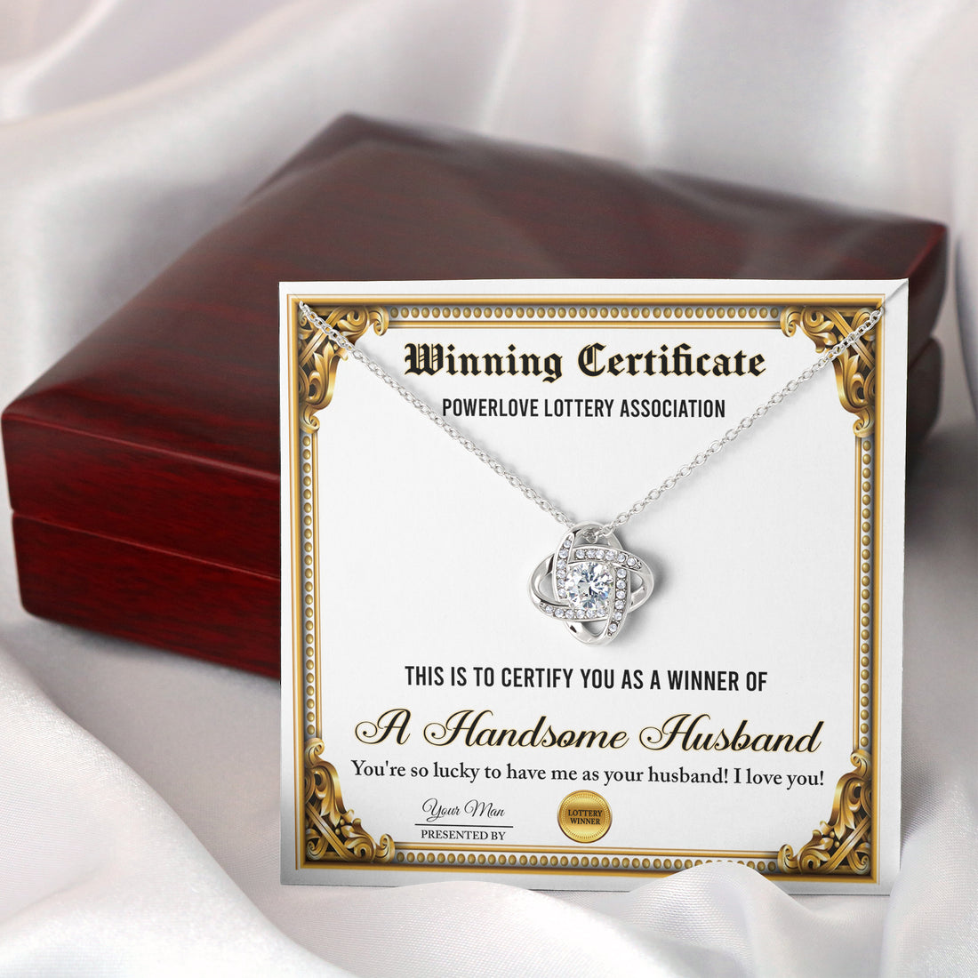 My Wife - Winner Of My Heart & Handsome Husband - Love Knot Necklace LN, WIF0000006LN