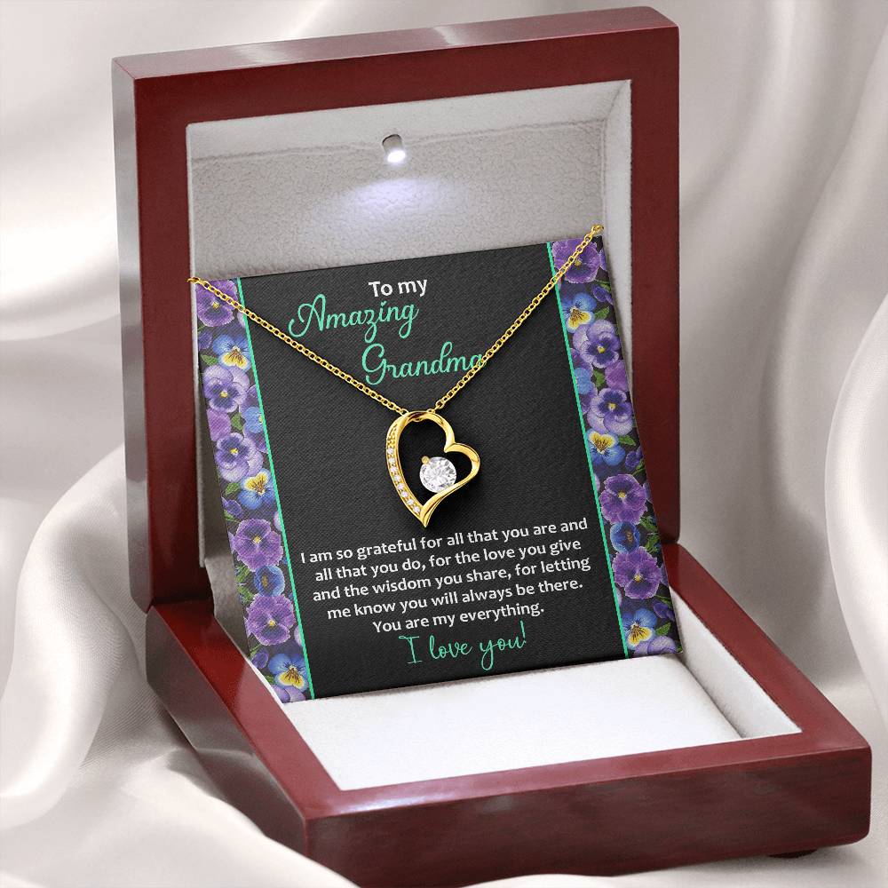 Amazing Grandma - My Everything - Grateful For You - Always Be There - Love You - Forever Love Heart Necklace FL, GMA0000001FL