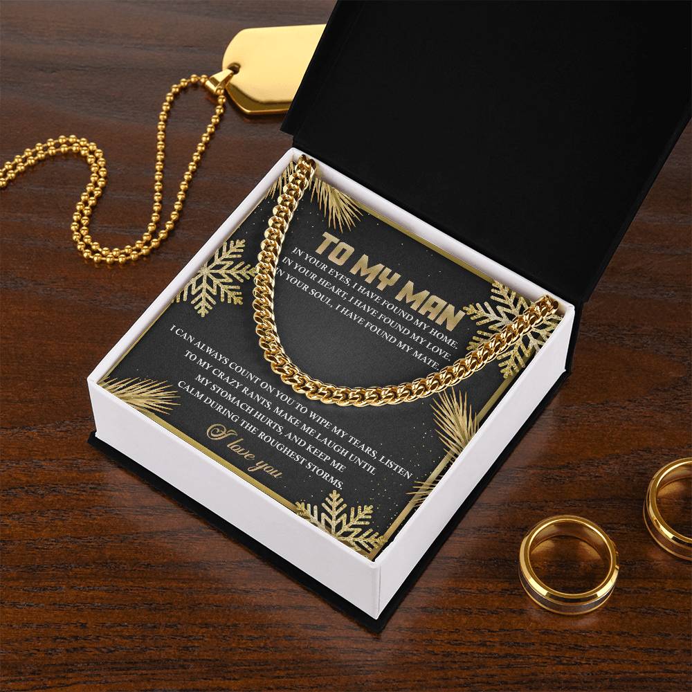 To My Man - Found My Home - Found My Love - Found My Mate - I Love You - Cuban Chain Necklace CC, HUS0000001CC