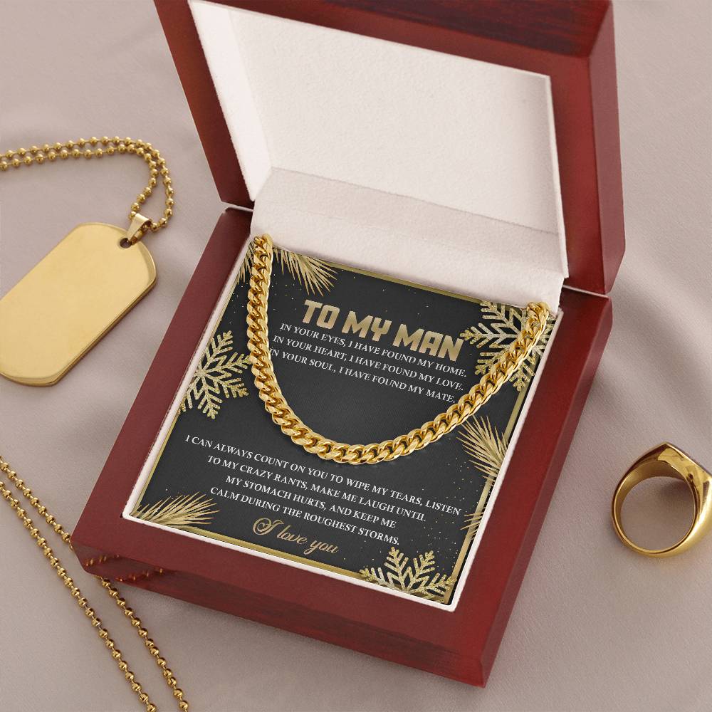 To My Man - Found My Home - Found My Love - Found My Mate - I Love You - Cuban Chain Necklace CC, HUS0000001CC