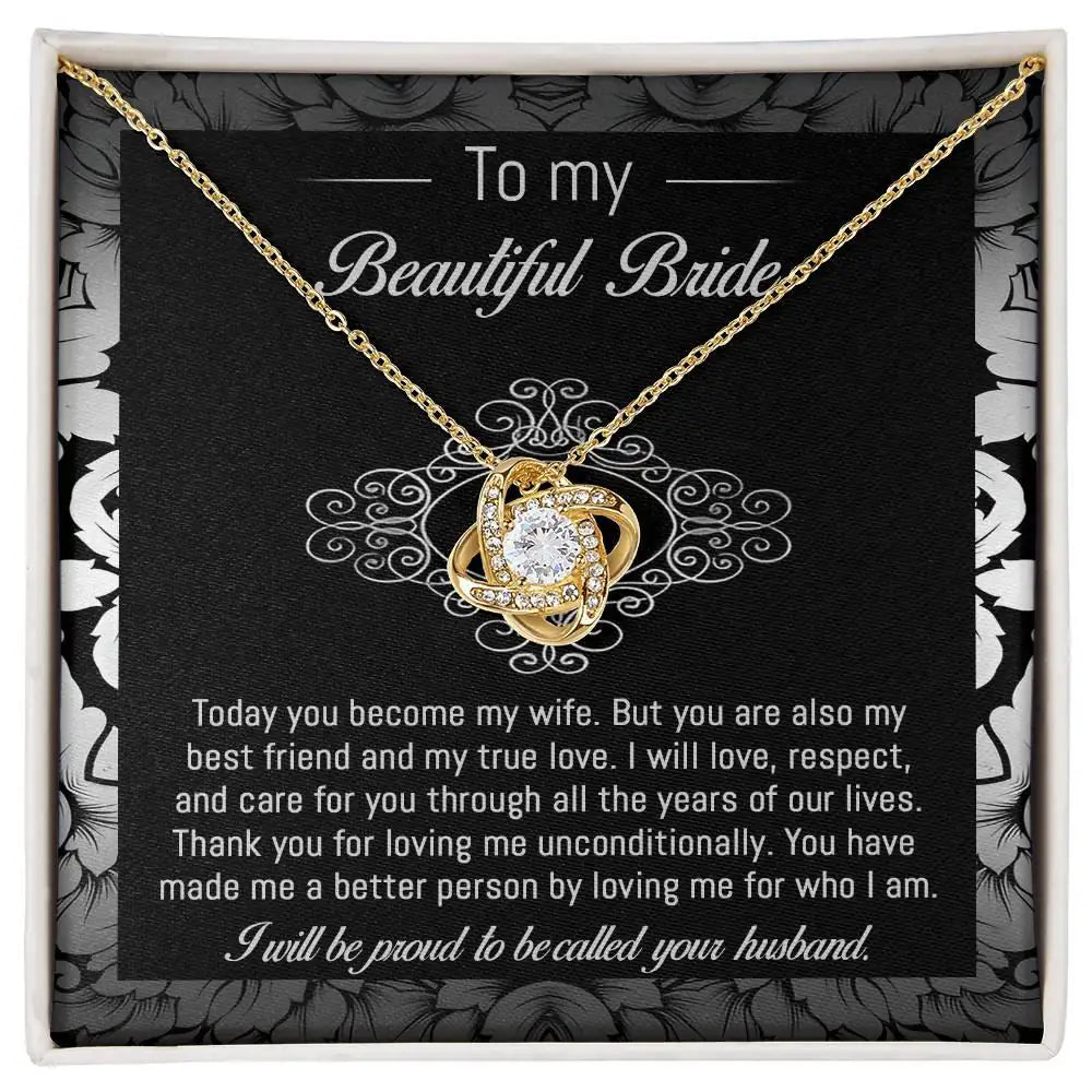 To My Beautiful Bride - My True Love - Love Knot Necklace LN, WED0000007LN - Sweet Yasmin 21