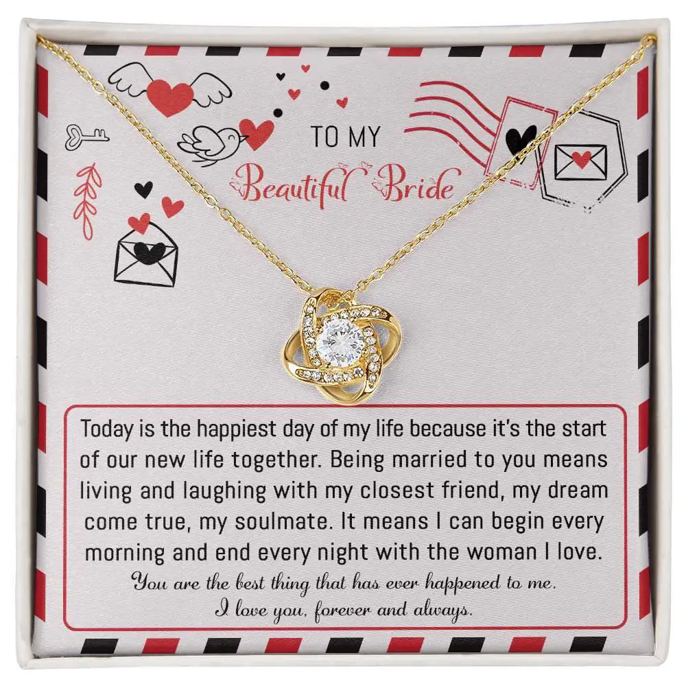 To My Beautiful Bride - The Happiest Day - Love Knot Necklace LN, WED0000009LN - Sweet Yasmin 21