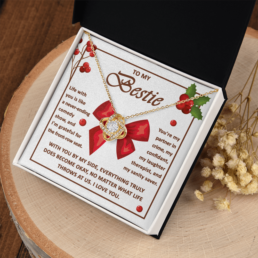 My Bestie - My Confidant, My Laughter Therapist, My Sanity Saver - I Love You - Love Knot Necklace LN, SMT0000131LN