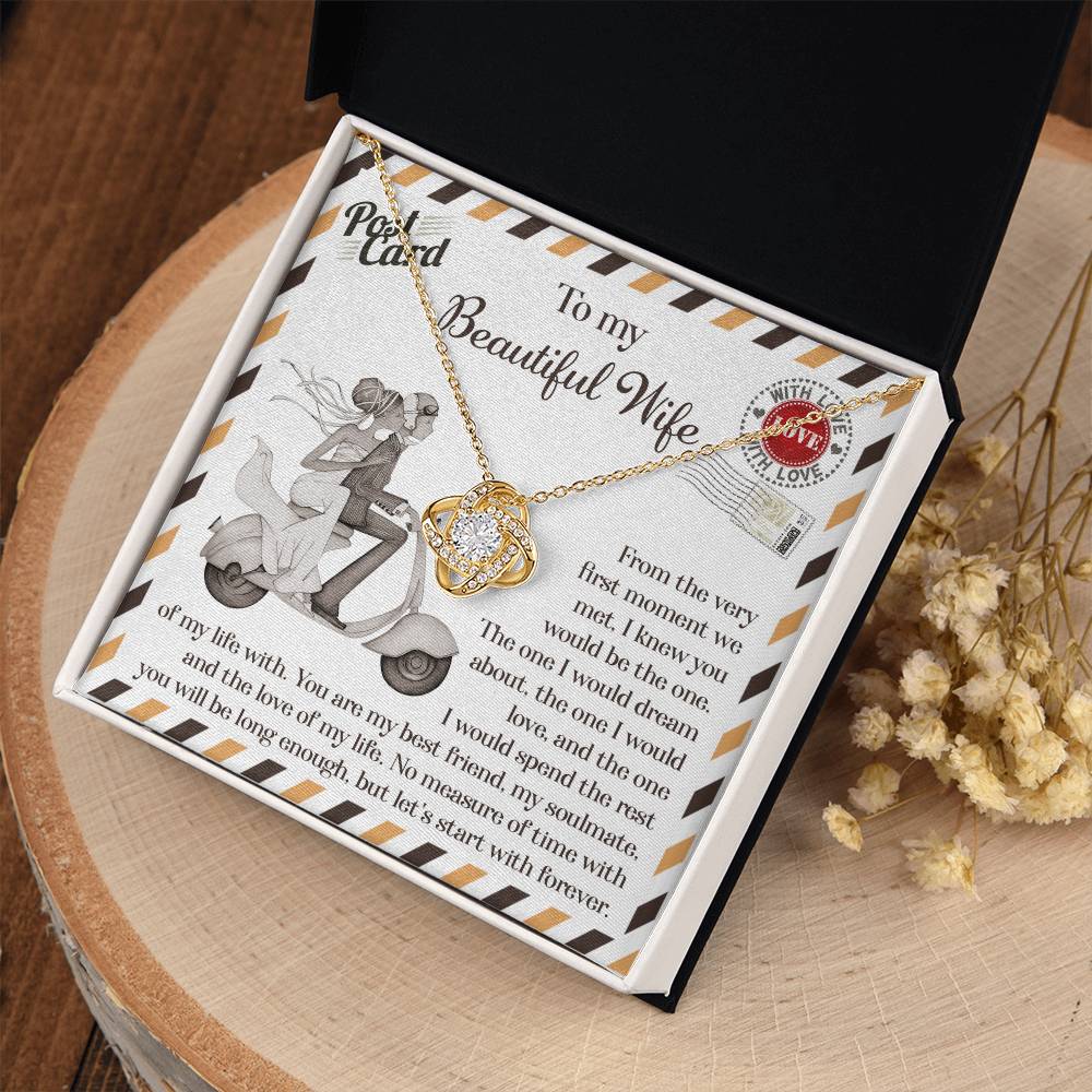 My Beautiful Wife - Moment We Met, I Knew You Would Be The One - You Are My Best Friend, Soulmate & Love Of My Life - Love Knot Necklace LN, WIF0000002LN