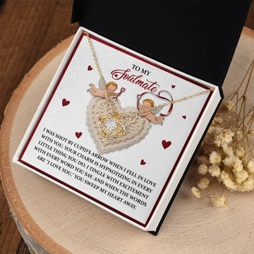 My Soulmate - Shot By Cupid's Arrow When I Fell In Love With You - Your Charm Is Hypnotizing - Tingle With Excitement With Every Words You Say - When The Words Are I Love You, You Sweep Me Away - Love Knot Necklace LN, SMT0000035LN