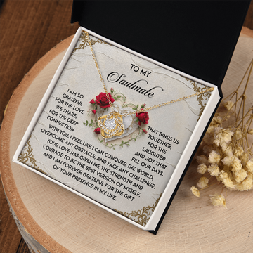 My Soulmate - So Grateful For The Love We Share - The Deep Connection That Binds Us Together - The Laughter And Joy That Fills Our Days - Forever Grateful For The Gift Of Your Presence - Love Knot Necklace LN, SMT0000033LN