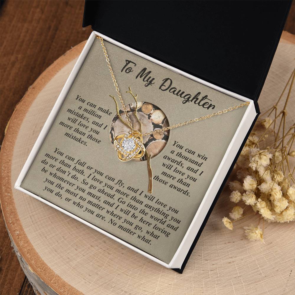 To My Daughter - A Thousand Awards - Love You More Than Anything - Loving You - No Matter What - Love Knot Silver Necklace LN, DAU0000030LN