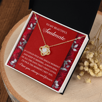 My Beautiful Soulmate - Pick One Single Moment - Keep It Shining - Pick The Moment I Met You - I Love You, Always And Forever - Love Knot Necklace LN, SMT0000073LN