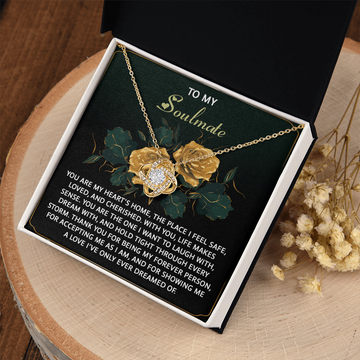 My Soulmate - My Heart's Home - Place I Feel Safe, Loved And Cherished - With You Life Makes Sense - The One I Want To Laugh With, Dream With And Hold Tightly - Thank You For Being My Forever Person - Love Knot Necklace LN, SMT0000051LN
