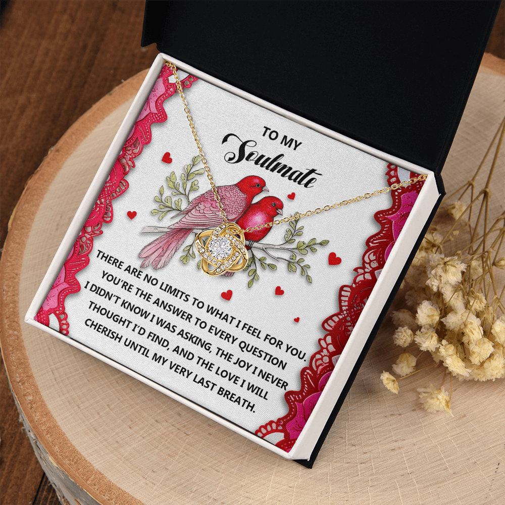 My Soulmate - No Limits To What I Feel For You - My Answer To Every Question - The Joy I Never Thought I'd Find - Love I Will Cherish Until My Last Breath - Love Knot Necklace LN, SMT0000093LN