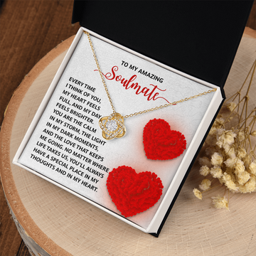 My Amazing Soulmate - My Heart Feels Full - Day Feels Brighter - Calm In My Storm - A Special Place In My Thoughts And In My Heart - Love Knot Necklace LN, SMT0000071LN