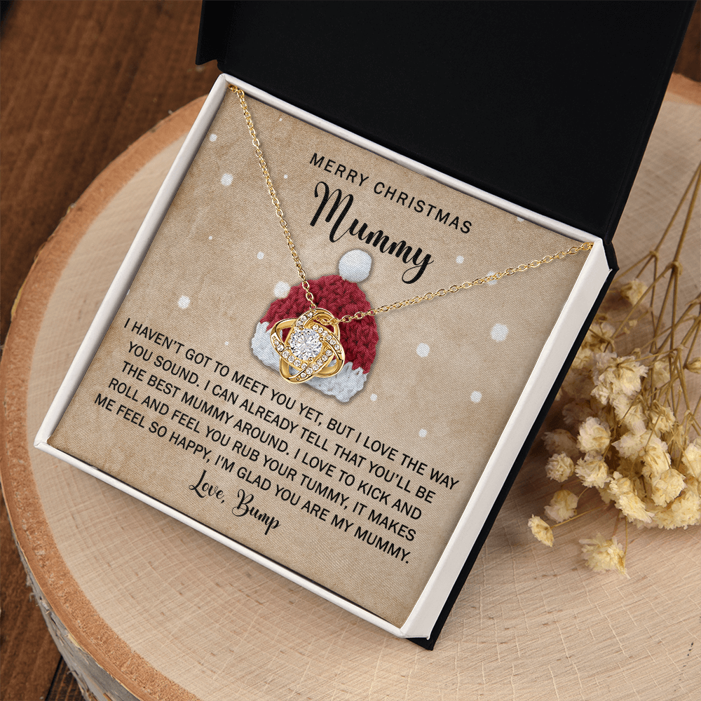 Merry Christmas Mummy - Haven't Got To Meet You Yet But I Love The Way You Sound - You'll Be The Best Mummy Around - Glad You Are My Mummy - Love Bump - Love Knot Necklace LN, MTB000003LN
