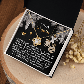 My Daughter - My Little Angel, The Reason For My Existence - So Proud Of The Woman You Are Becoming - Never Give Up On Your Dreams - Strong, Resilient & Determined - Love Knot Necklace LN, DAU0000200LN