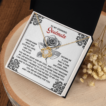 My Stunning Soulmate - True Love Until I Met You - Shown Me A Love That Is Pure, Kind And Unconditional - You Are My Heart And My Soul - Promise To Love You, Cherish You And Stand By You - Love Knot Necklace LN, SMT0000048LN