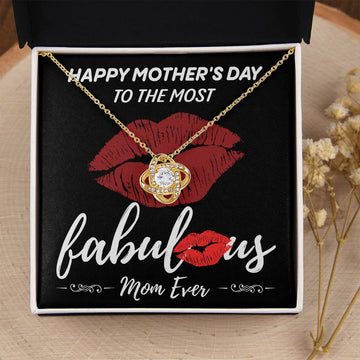 Happy Mother's Day - Most Fabulous Mom Ever - Love You - Love Knot Silver Necklace LN, MDY0000017LN