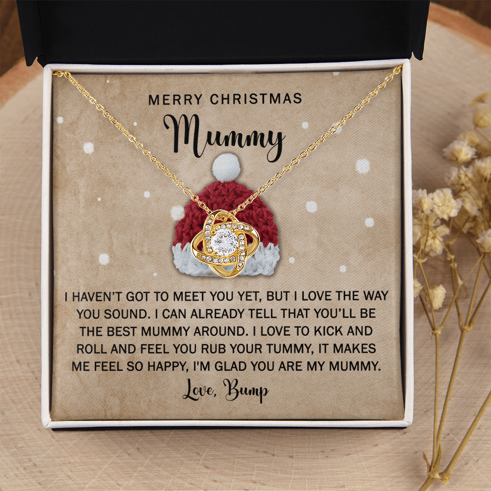 Merry Christmas Mummy - Haven't Got To Meet You Yet But I Love The Way You Sound - You'll Be The Best Mummy Around - Glad You Are My Mummy - Love Bump - Love Knot Necklace LN, MTB000003LN