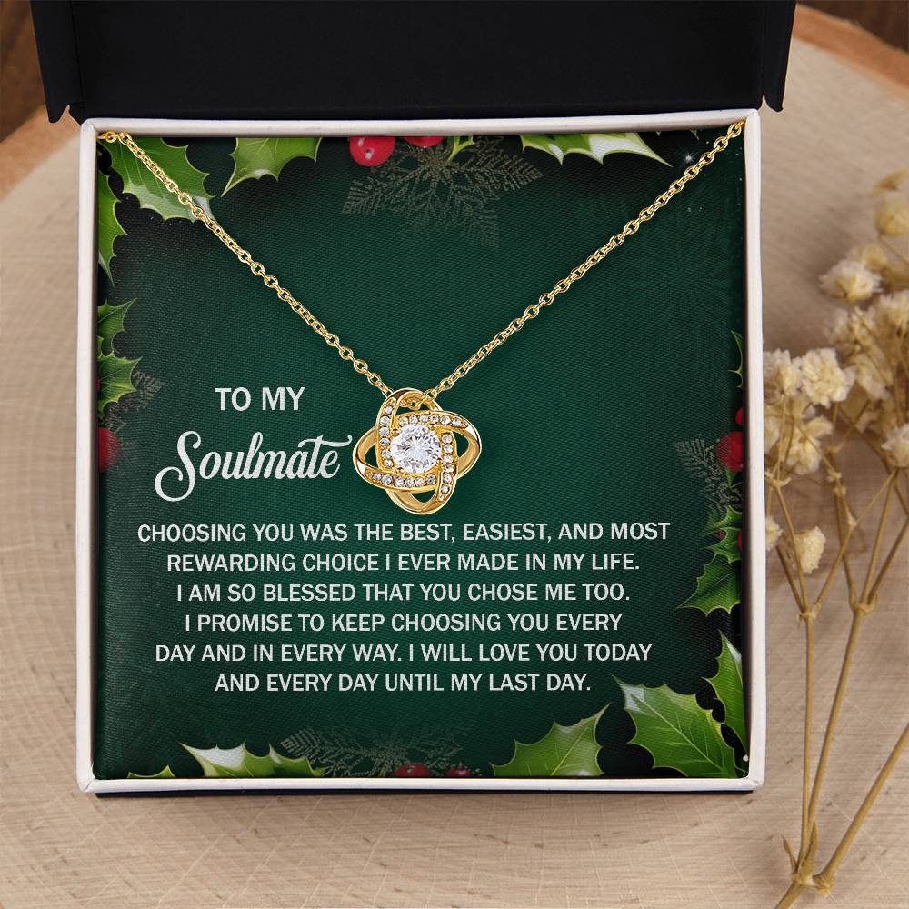 My Soulmate - Best Choice I Ever Made - Blessed You Chose Me - Love You Today And Every Day - Love Knot Silver Necklace LN, WIF0000019LN