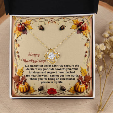 Happy Thanksgiving - Depth Of My Gratitude Towards You - Kindness And Support - Cannot Put Into Words - Exceptional Person In My Life - Love Knot Silver Necklace LN, THK0000012LN