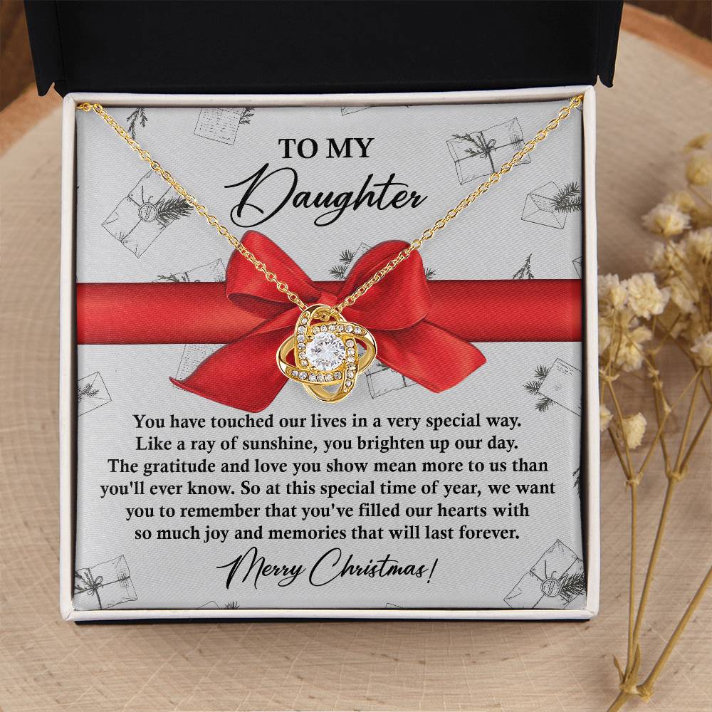 Daughter - Touched Our Lives In A Very Special Way - Ray Of Sunshine - Brighten Up Our Day - Fill Our Hearts With So Much Joy And Memories - Love Knot Silver Necklace LN, DAU0000072LN