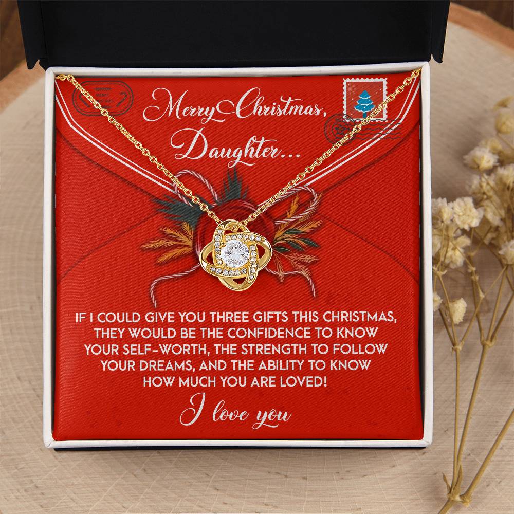 Daughter - This Christmas - Confidence To Know Your Self-Worth - Strength To Follow Your Dreams - How Much You Are Loved - I Love You - Love Knot Silver Necklace LN, DAU0000074LN