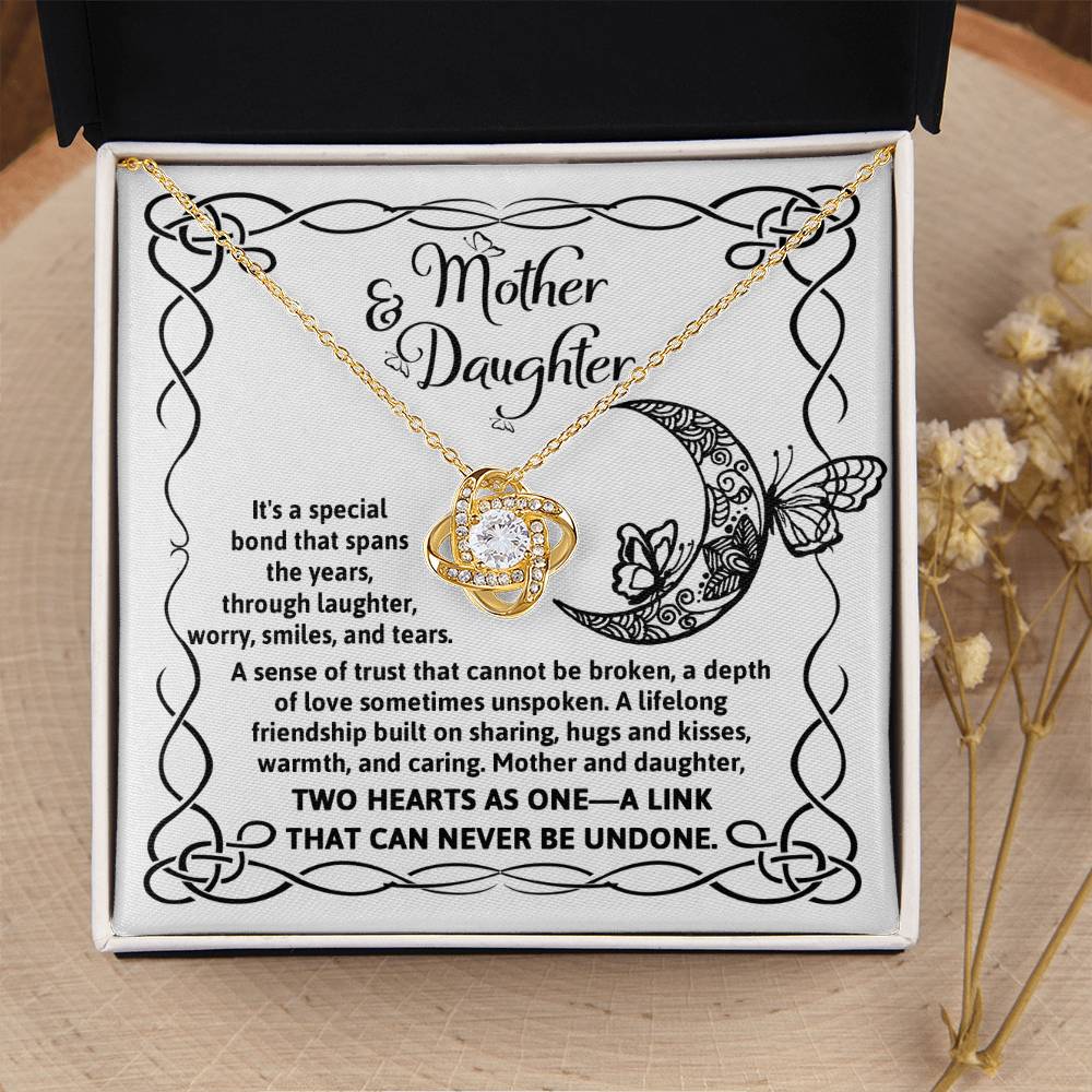 Mother & Daughter - A Special Bond That Spans The Years - Two Hearts As One - A Link That Can Never Be Undone - Love Knot Necklace LN, DAU0000002LN