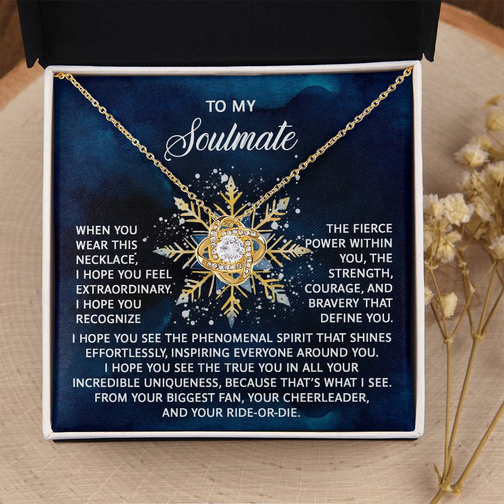 My Soulmate - Feel Extraordinary - Your Incredible Uniqueness - Phenomenal Spirit - Your Biggest Fan, Your Cheerleader, Your RIde-Or-Die - Love Knot Silver Necklace LN, WIF0000025LN