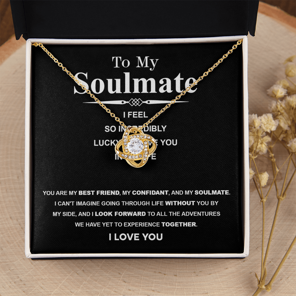 My Soulmate - Feel So Incredibly Lucky To Have You In My Life - My Best Friend, My Confidant & My Soulmate - I Love You Diamonds - Love Knot Necklace LN, SMT0000119LN