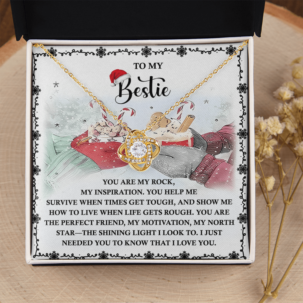 My Bestie - My Rock, My Inspiration - Perfect Friend, My Motivation, My North Star - The Shining Light - Know That I Love You - Love Knot Necklace LN, SMT0000130LN