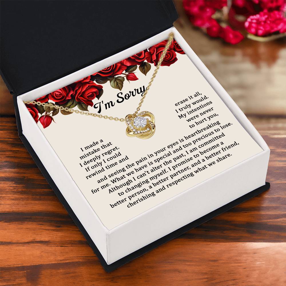 I'm Sorry - Deeply Regret - Too Precious To Lose  - Love Knot Silver Necklace LN, APZ0000019LN