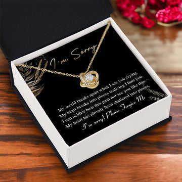 I'm Sorry - My World Breaks See You Crying - Please Forgive Me  - Love Knot Silver Necklace LN, APZ0000036LN