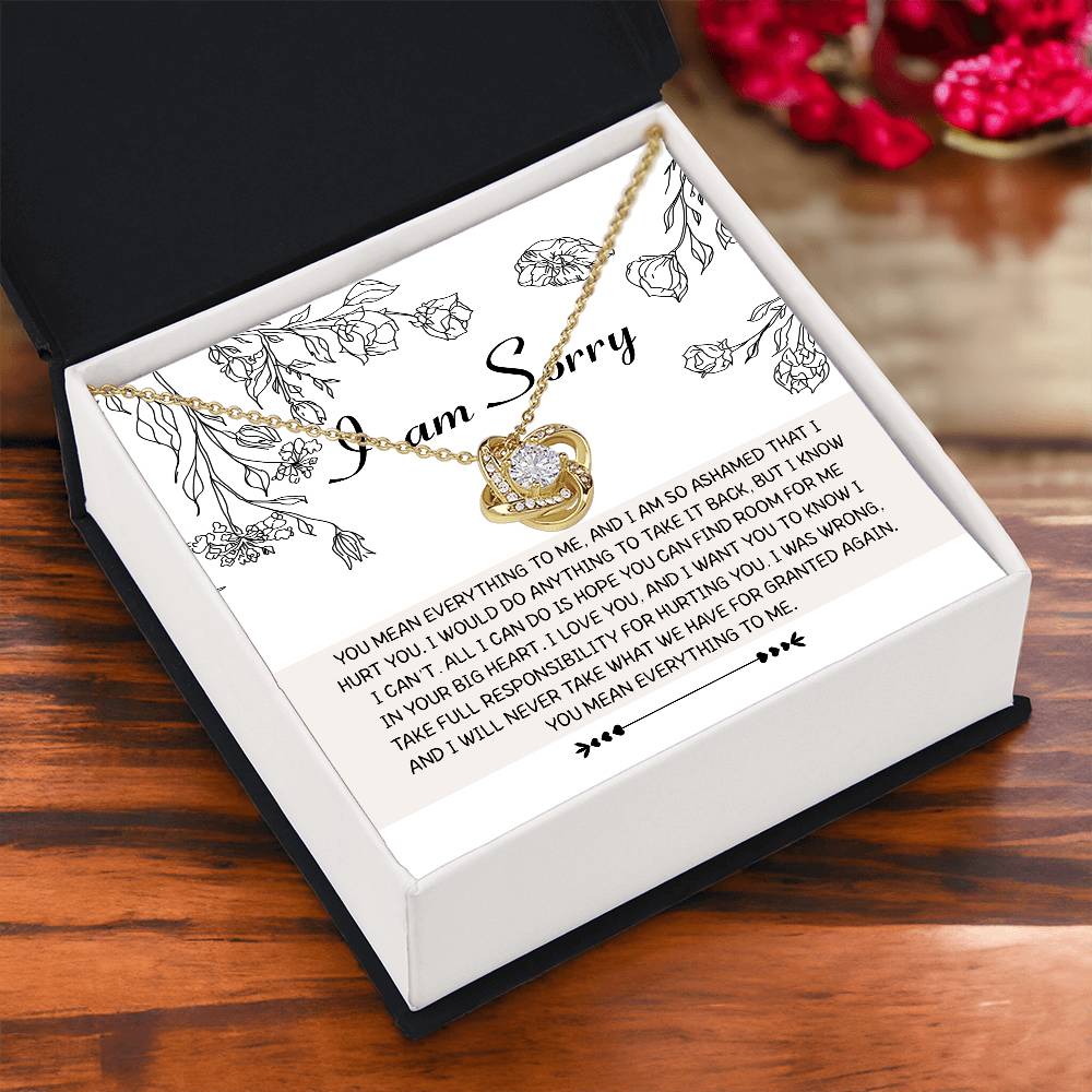 I Am Sorry - You Mean Everything To Me - Find Room In Your Big Heart - I Was Wrong - I Love You  - Love Knot Silver Necklace LN, APZ0000064LN