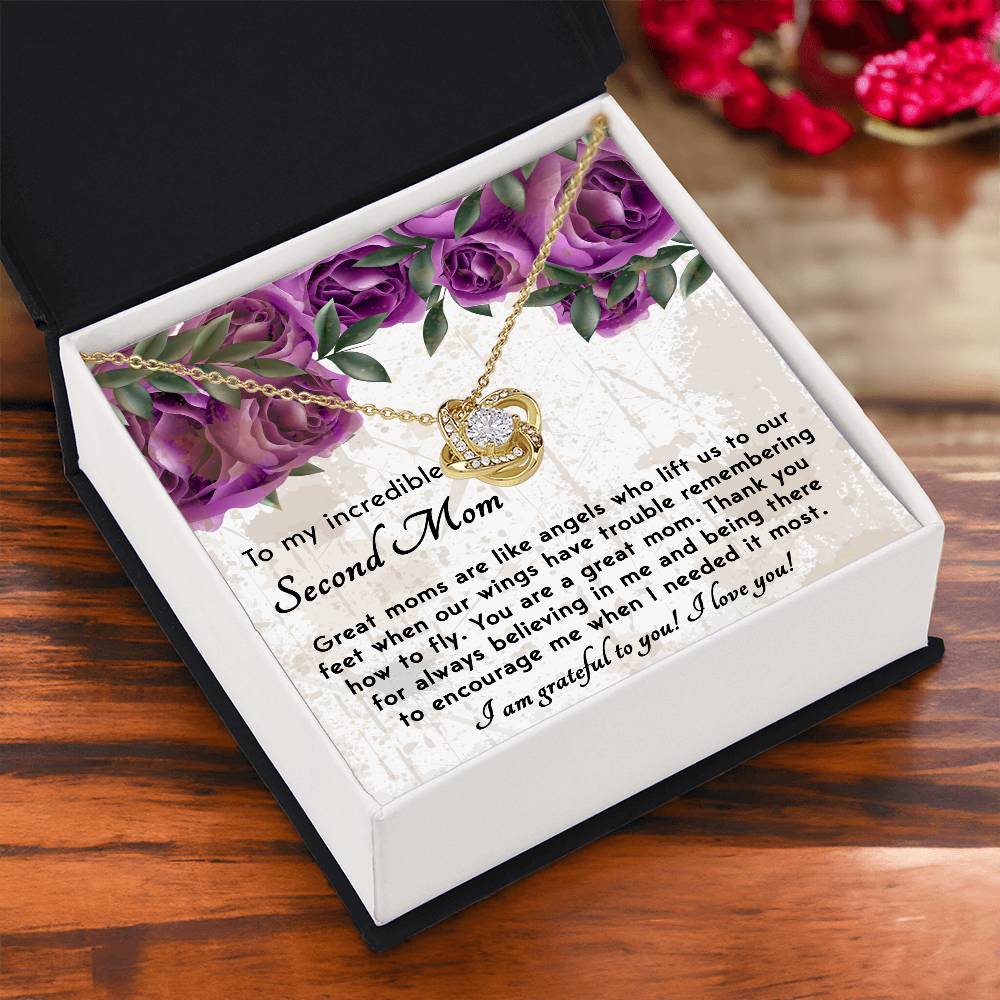 Bonus Mom - Incredible Second Mom - Grateful For You - Love You - Love Knot Silver Necklace LN, BOM0000002LN