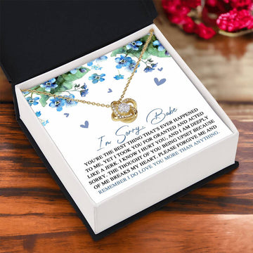 I'm Sorry Babe - Love You More Than Anything - Please Forgive Me  - Love Knot Silver Necklace LN, APZ0000032LN