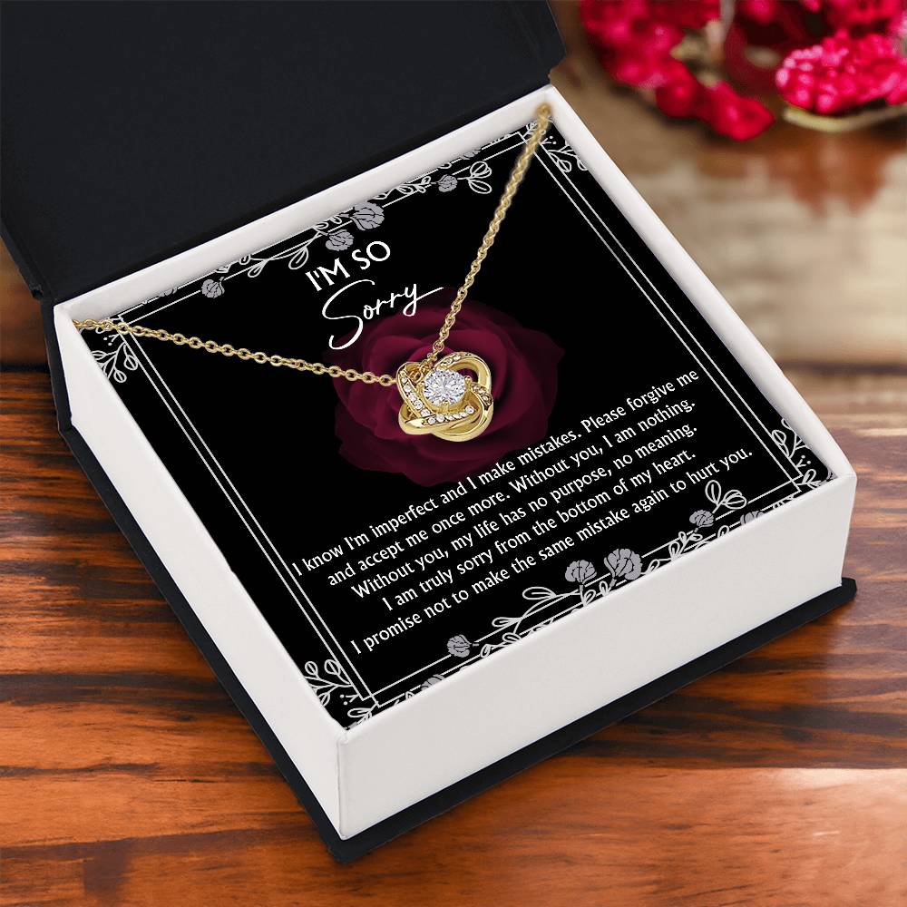 I'm So Sorry - Please Forgive Me - I Am Nothing Without You - Truly Sorry Bottom Of My Heart  - Love Knot Silver Necklace LN, APZ0000044LN